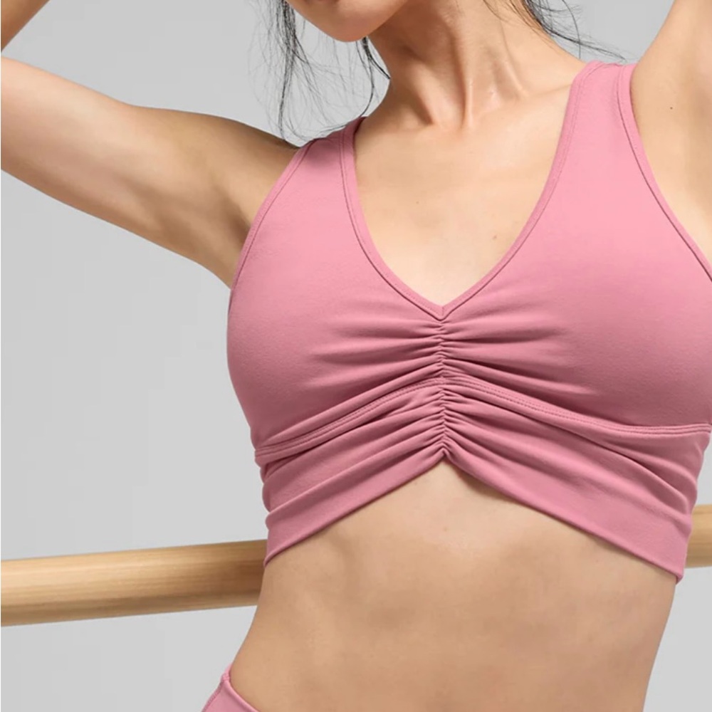 ALO Yoga Mauve Ruched Sports Bra